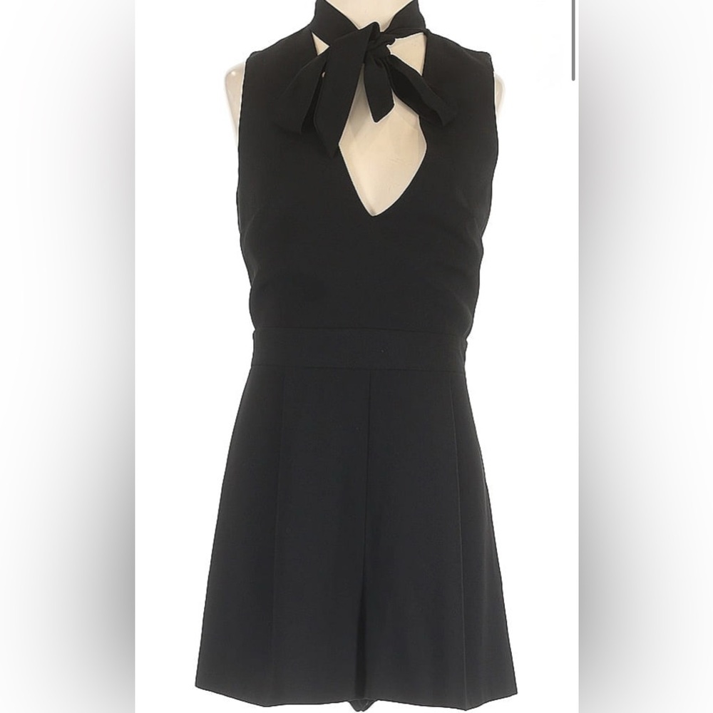 Black Sleeveless Romper with Bow Detail